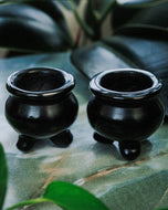 Black Obsidian Cauldron Crystal Carving