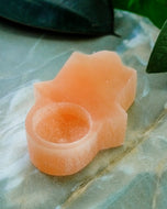 Hamsa Orange Selenite Candle Holder