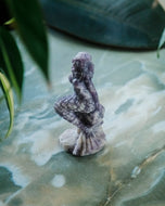 Kunzite Mermaid on Rock Crystal Carving
