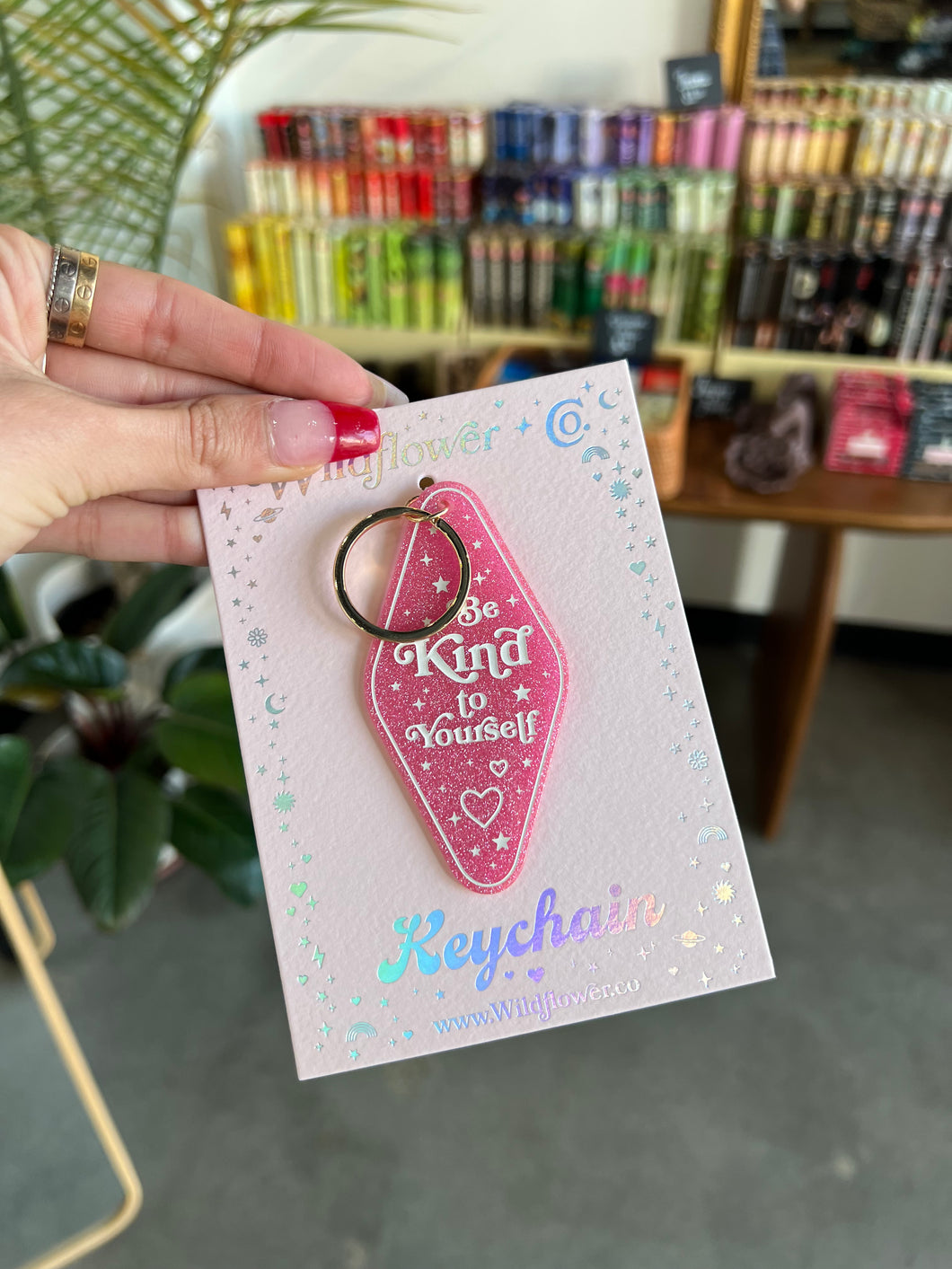 Be Kind To Yourself Glitter Motel Keychain