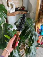 Raw Black Obsidian Crystal Athame Knife