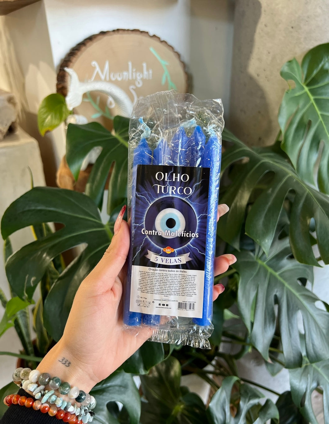 Evil Eye Blue Candles - 5 Pack Chime Candles (Contra Maleficios)