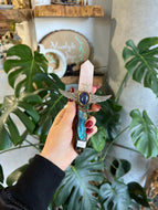 Rose Quartz and Labradorite Crystal Wand with Lapis Lazuli - (ONLY 1 IN STOCK)1A