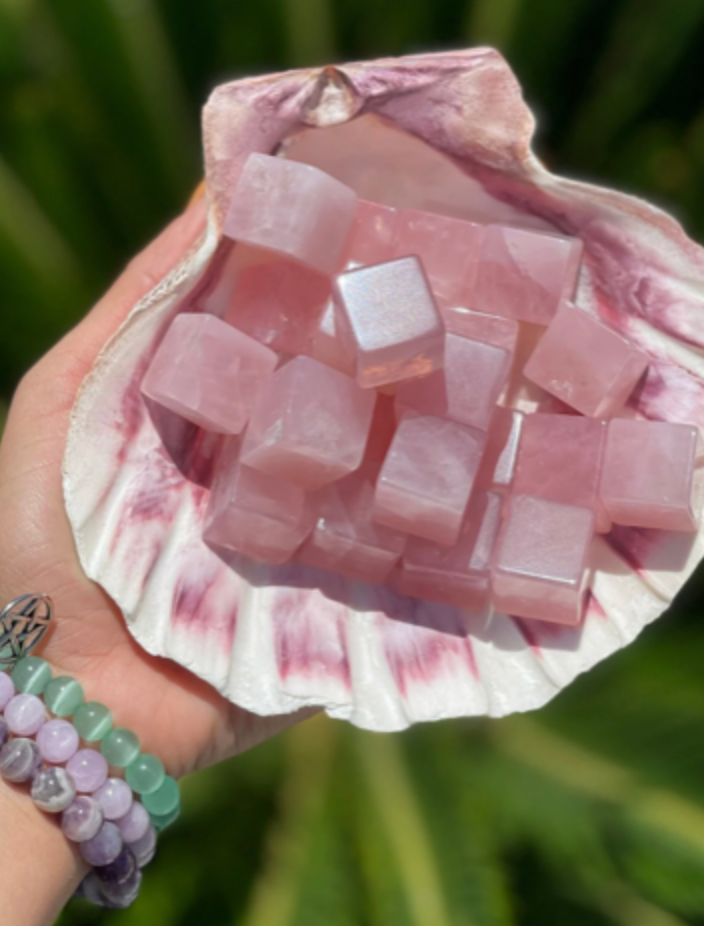 Rose Quartz Cube Crystal
