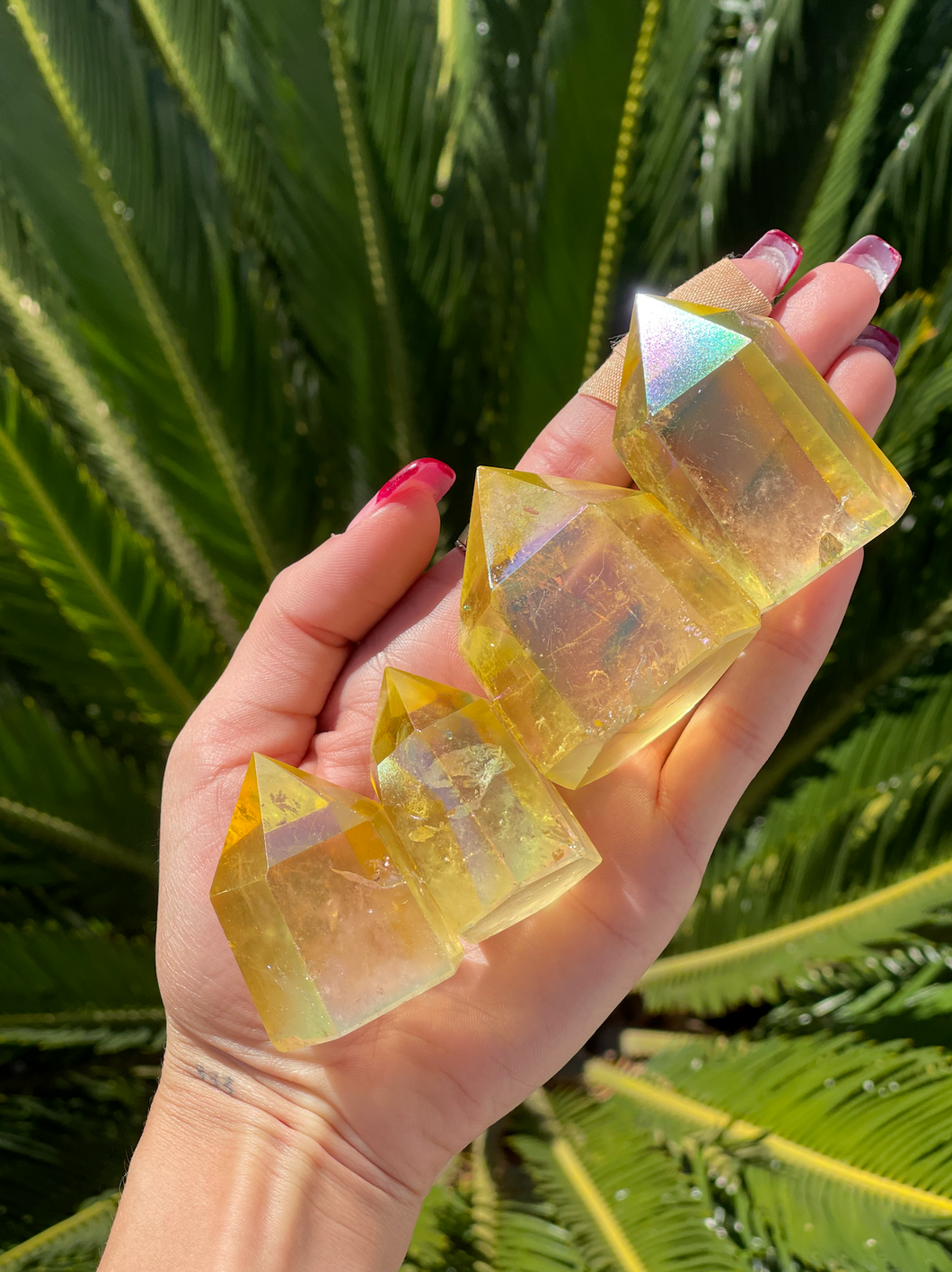 Yellow Aura Clear Quartz Point