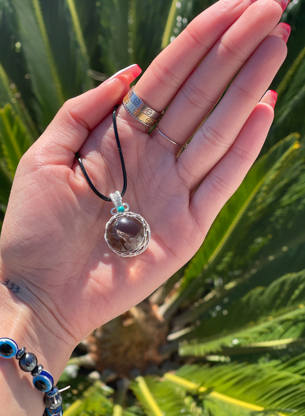Smokey Quartz Crystal Sphere Necklace