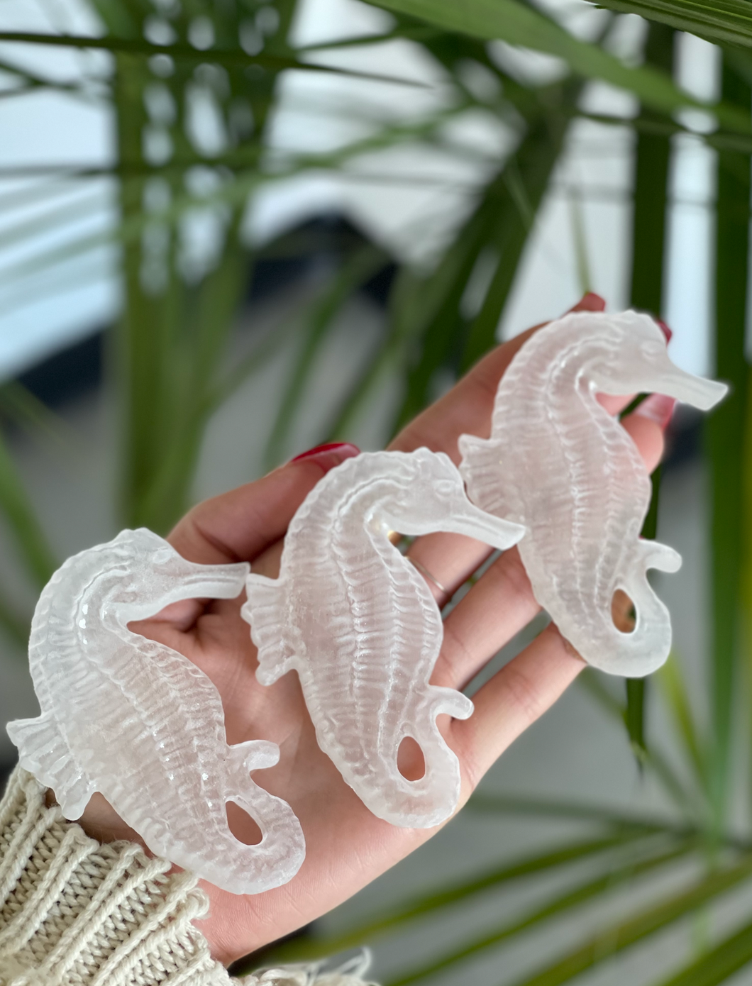 Selenite Seahorse Crystal Carving