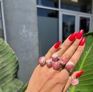 Argentina Rhodochrosite Sterling Silver Adjustable Ring