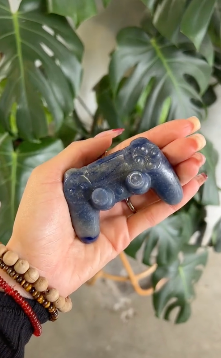 Blue Aventurine Crystal Video Game Controller - (LOW IN STOCK)