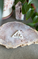 Moss Agate Deadly Hallows Symbol Crystal Carving