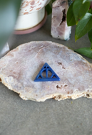 Blue Adventurine Deadly Hallows Symbol Crystal Carving
