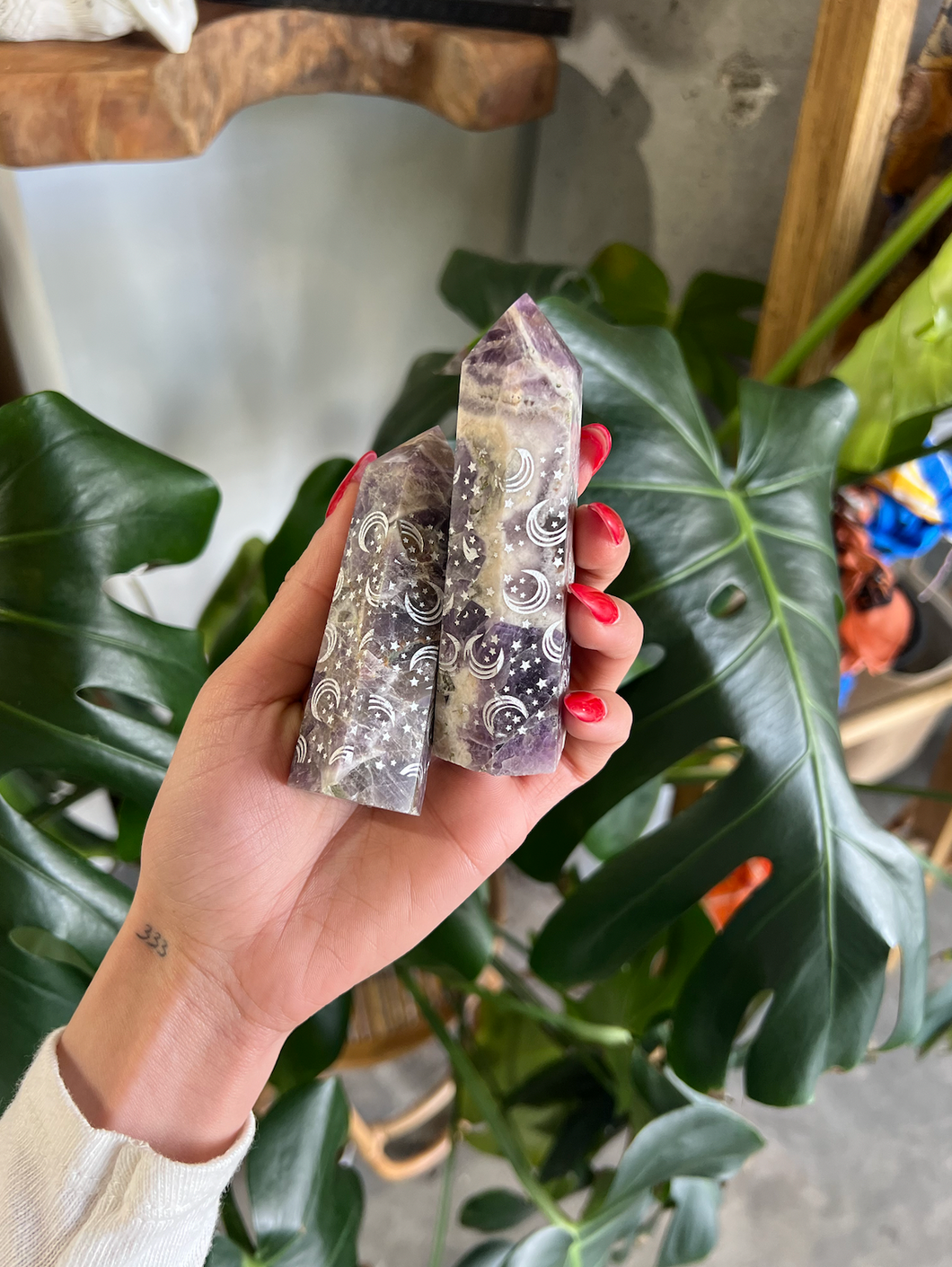 Amethyst Silver Moon Tower Crystal Medium