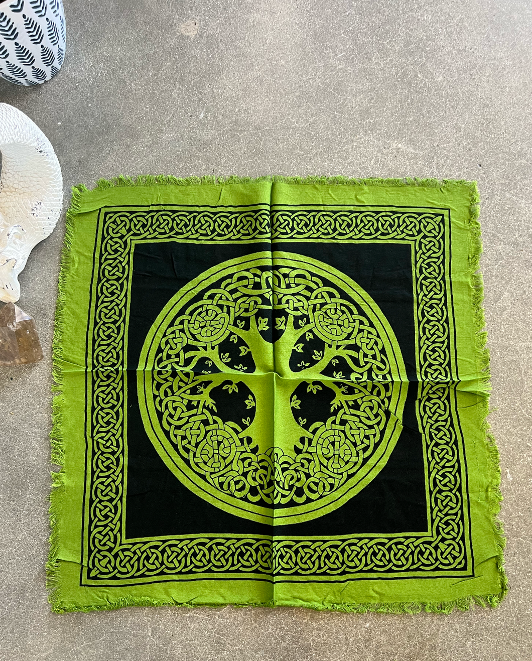 Celtic Tree of Life Black and Green Altar Cloth