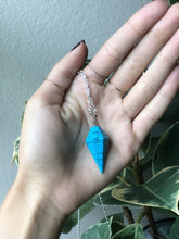 Load image into Gallery viewer, Blue Turquoise Pendulum Necklace + Pendulum Necklace + Chain
