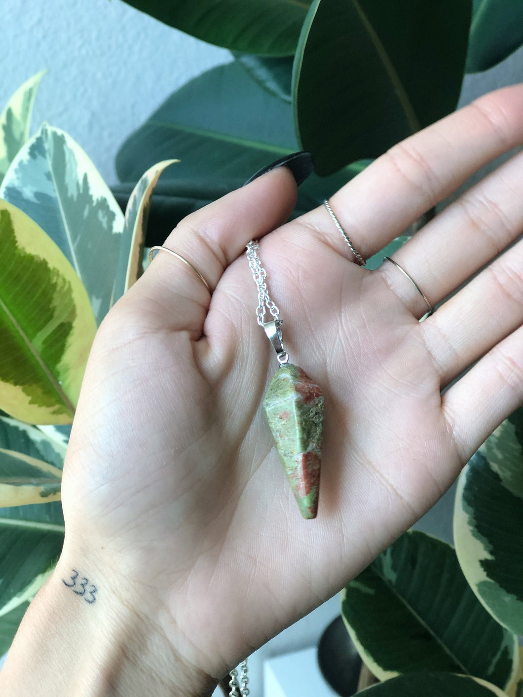 Unakite Jasper Pendulum + Pendulum Chain