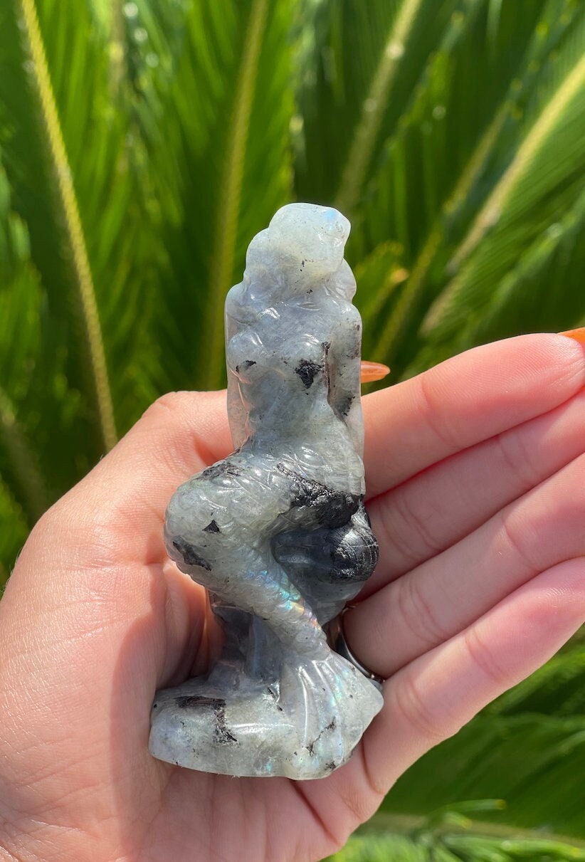 Labradorite Mermaid Crystal Carving