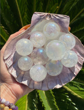 Load image into Gallery viewer, Aura Clear Quartz Sphere + Chunky Aura Clear Quartz Spheres
