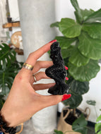 Black Obsidian Mermaid On Rock Crystal Mermaid